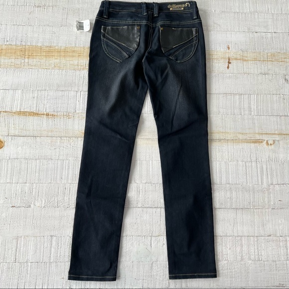 Dollhouse x Danity Kane low rise skinny jeans size 3 dark wash faux leather‎ - Picture 2 of 14